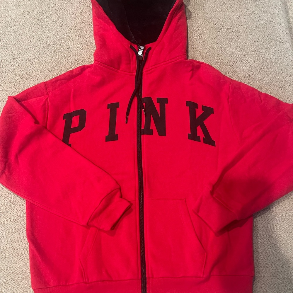 PINK red zip up hoodie